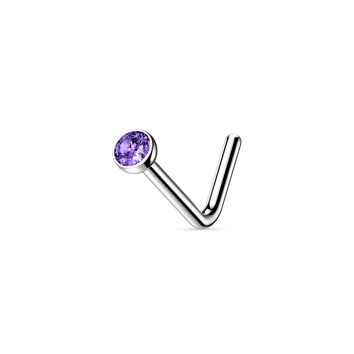 ✨ Titanium Micro Press Fit CZ L-Bend Nose Ring 20G