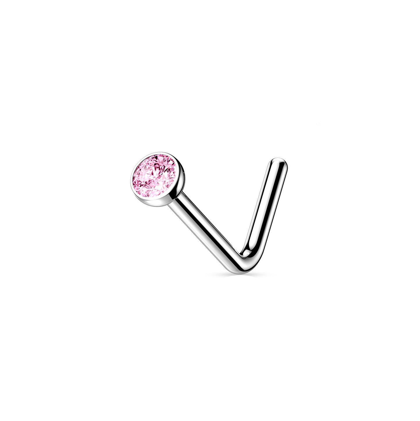 ✨ Titanium Micro Press Fit CZ L-Bend Nose Ring 20G