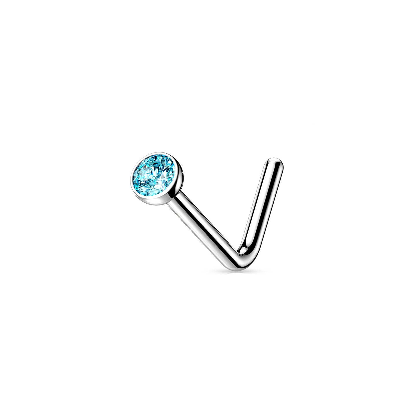 ✨ Titanium Micro Press Fit CZ L-Bend Nose Ring 20G