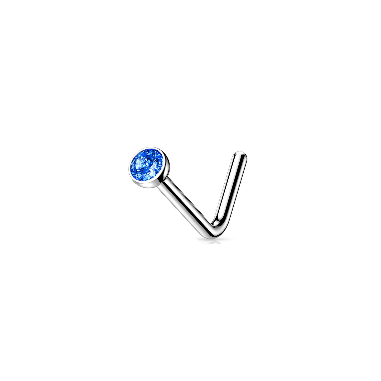 ✨ Titanium Micro Press Fit CZ L-Bend Nose Ring 20G