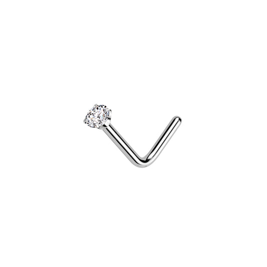 ✨ Titanium Round CZ Nose Stud Ring