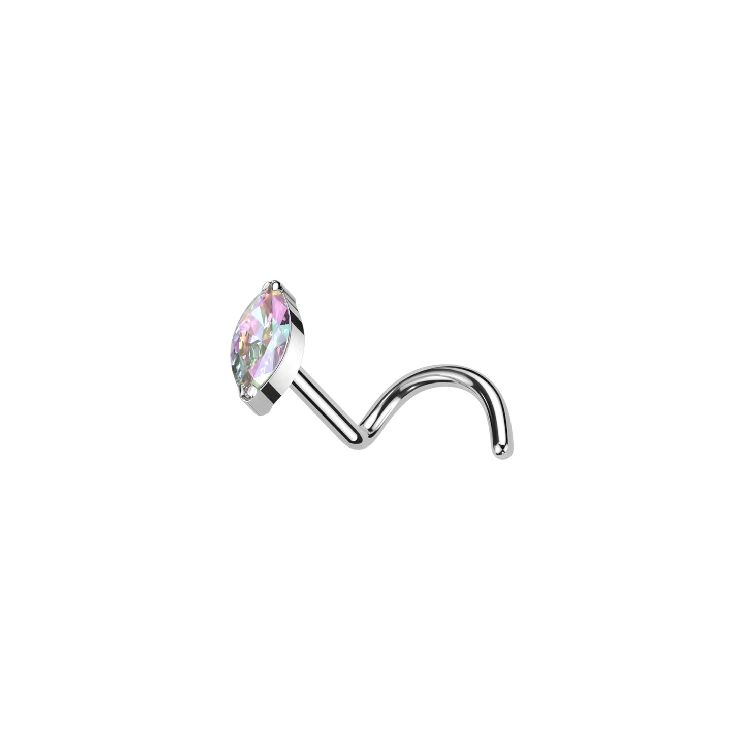 ✨ Titanium Marquise CZ Screw Nose Ring