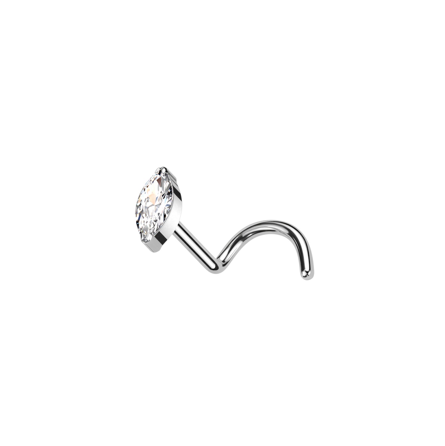 ✨ Titanium Marquise CZ Screw Nose Ring