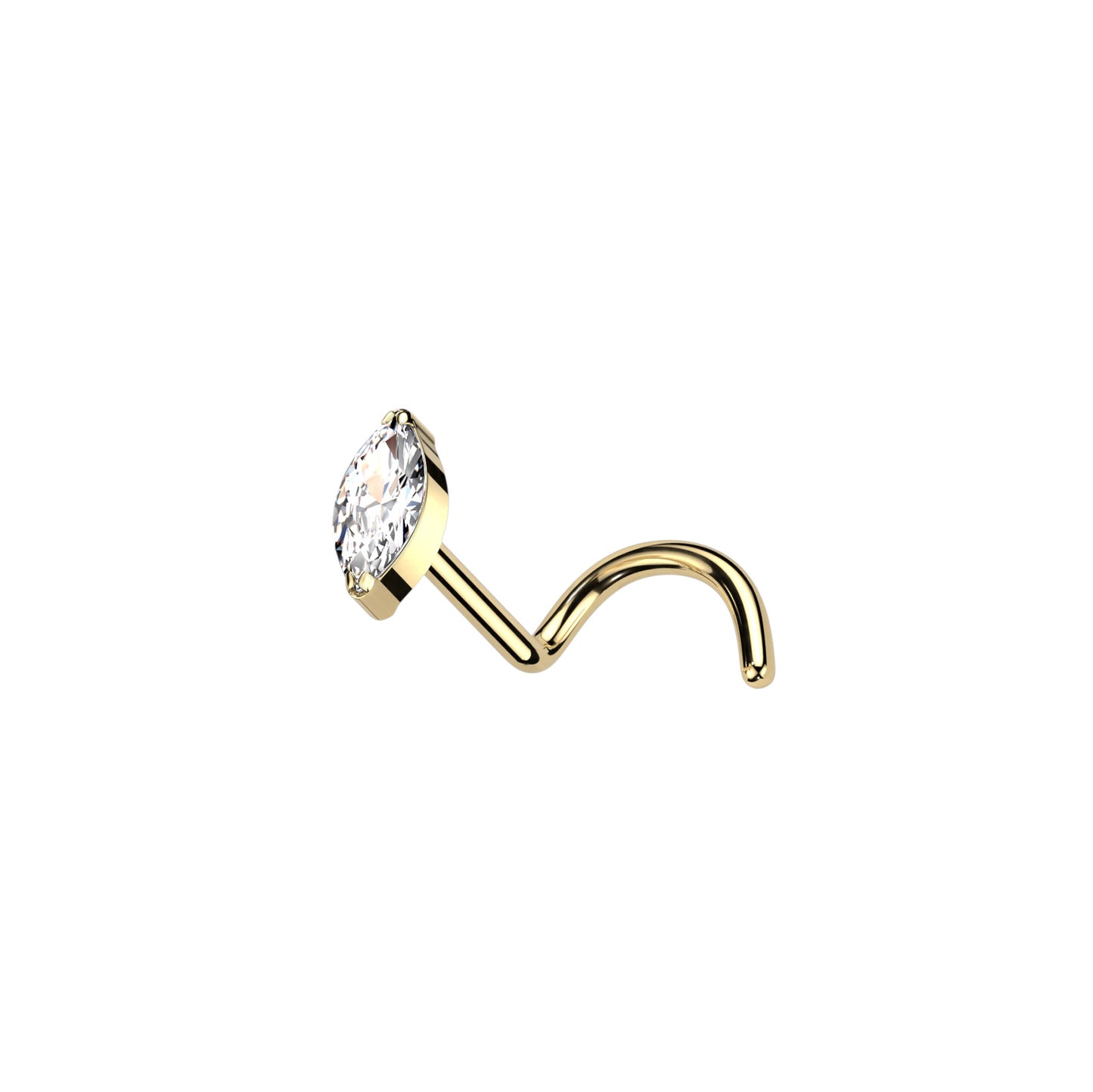 ✨ Titanium Marquise CZ Screw Nose Ring