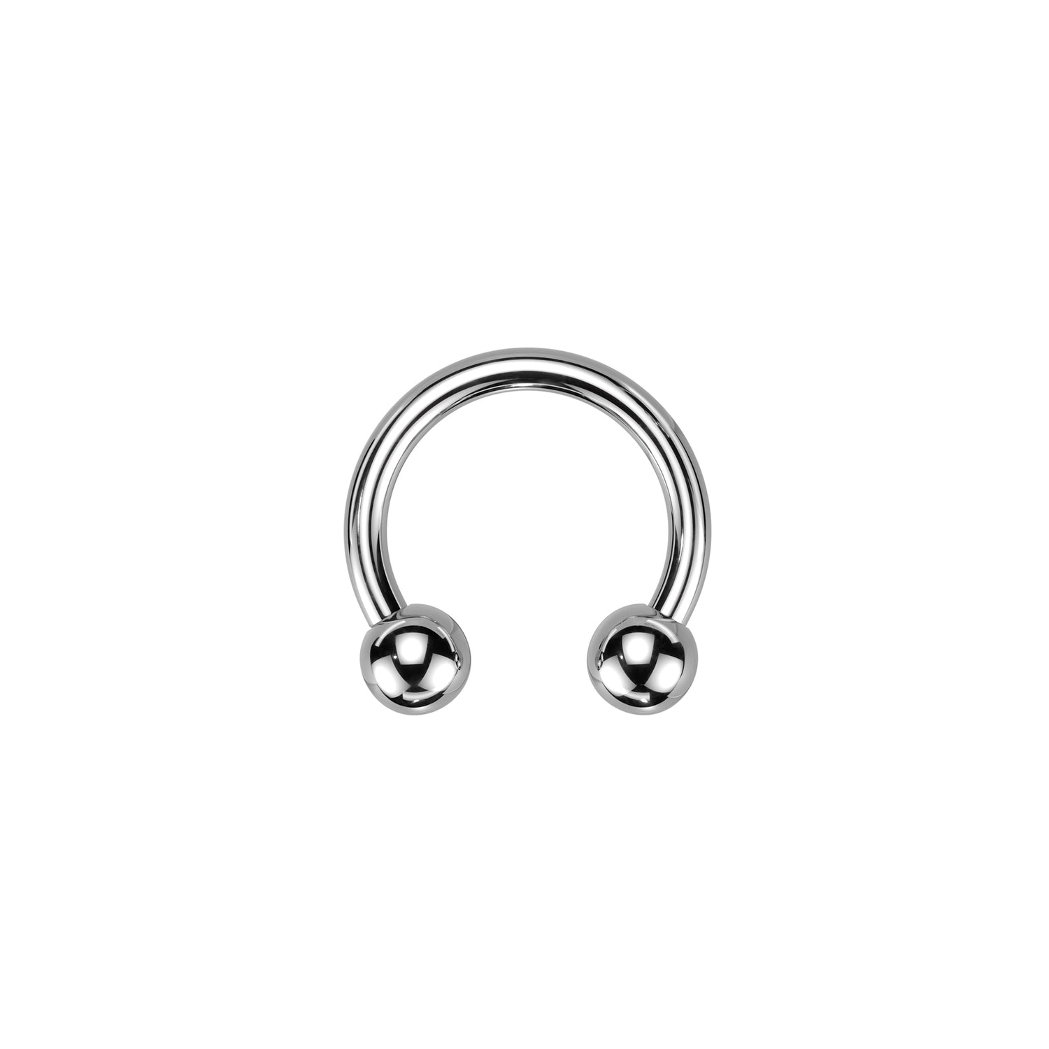 Silver titanium horseshoe circular barbell on white background