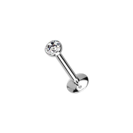 ✨ Titanium Bezel CZ Internally Threaded Convex Labret 16G