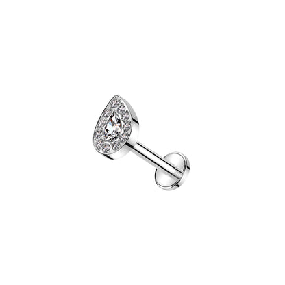 ✨ Titanium Teardrop CZ Top Internally Threaded Labret 16G