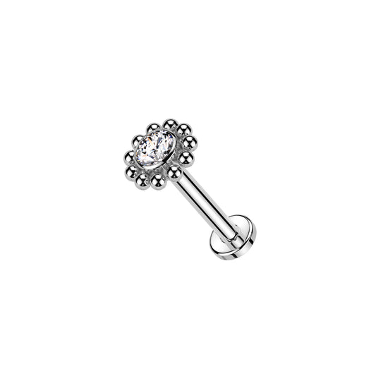 ✨ Titanium Beaded Ball with CZ Top Internally Threaded Labret 16G