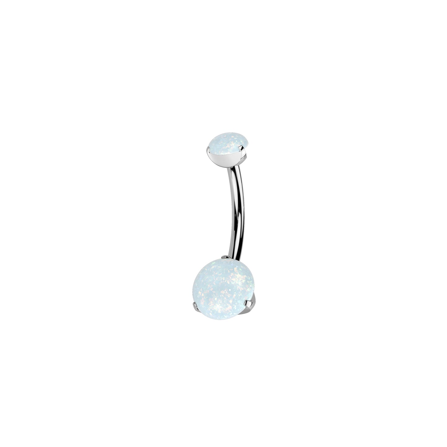 Titanium belly button ring with round opal stone curved barbell
