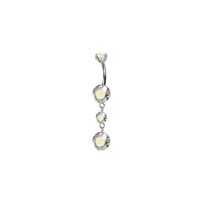 ✨ 14G Implant Grade Titanium Internally Threaded CZ Dangle Belly Button Ring