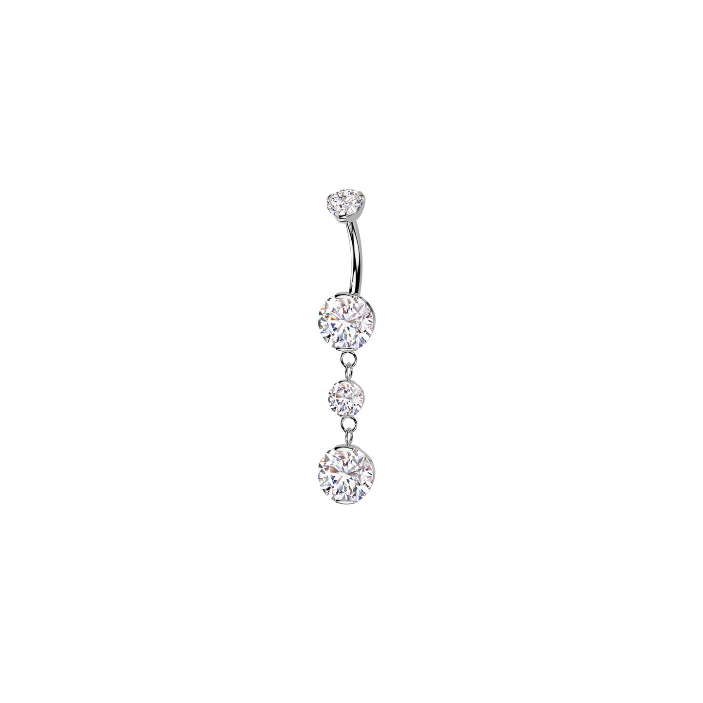 ✨ 14G Implant Grade Titanium Internally Threaded CZ Dangle Belly Button Ring