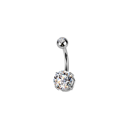 ✨ 14G 10mm Implant Grade Titanium Round CZ Belly Button Ring