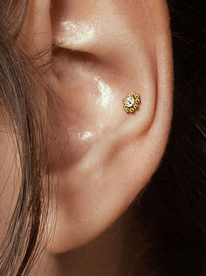 Surgical Steel CZ Threaded Stud 16G