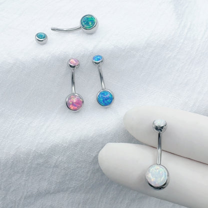 ✨ Surgical Steel Opal Set Belly Button Navel Ring
