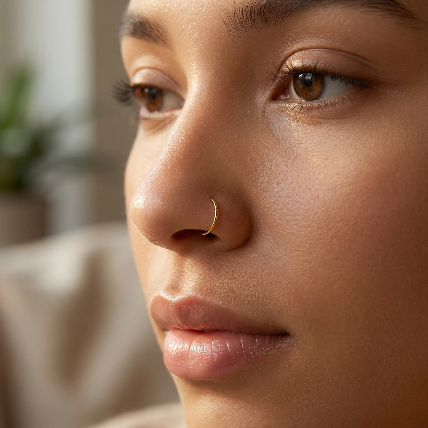 14K Solid Gold Hinged Clicker Hoop Ring