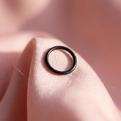 Black titanium plain hinged hoop ring