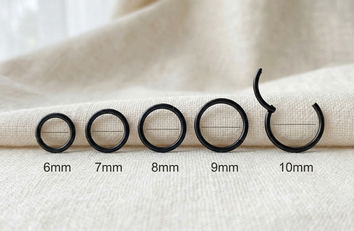 Black titanium plain hinged hoop ring