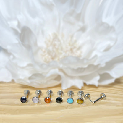 ✨ Titanium Natural Stone Top Threadless Labret