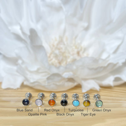 ✨ Titanium Natural Stone Top Threadless Labret