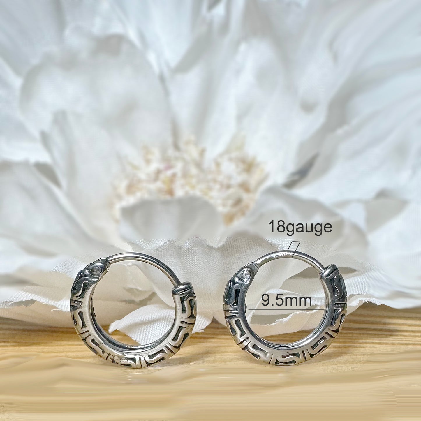 ✨ Stainless Steel Hinge Hoop Earrings with Tribal Design