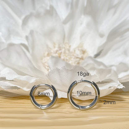 ✨ Titanium 2mm Hinged Plain Round Hoop Earrings