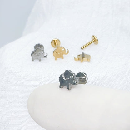 ✨ Titanium Elephant Top Internally Threaded Labret 16G