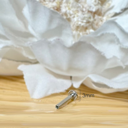 Titanium Threadless Push-In Labret Bar 3mm Flatback