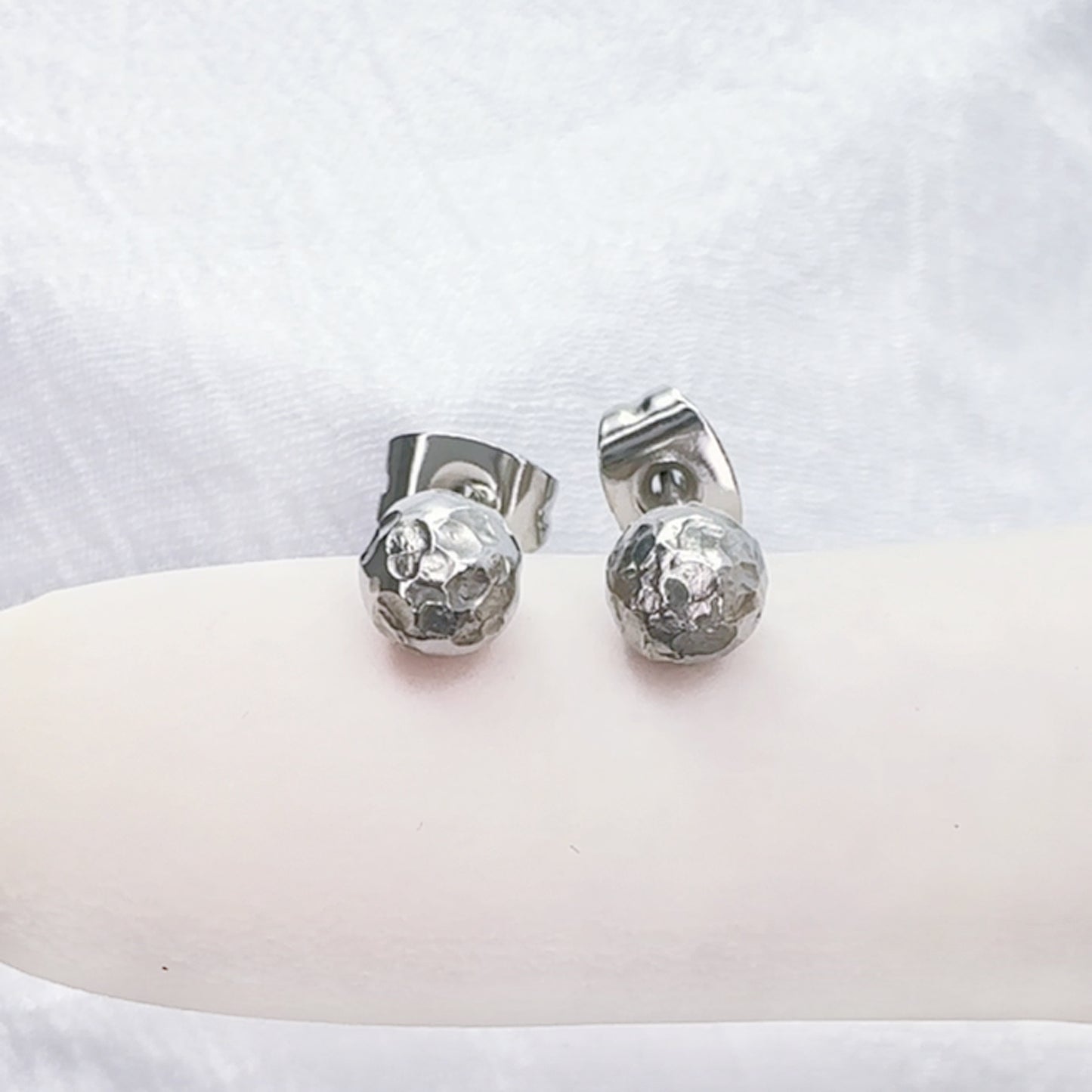 ✨ Surgical Steel Hammered Ball Stud Earring