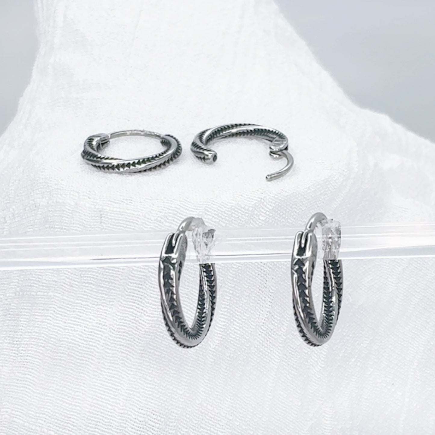 ✨ Stainless Steel Hinged Hoop Earrings with Twist