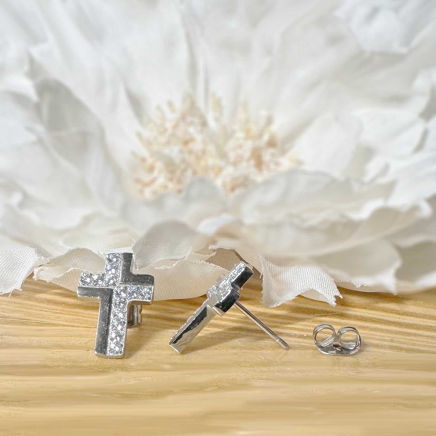 ✨ Surgical Steel Big Cross CZ Stud Earring