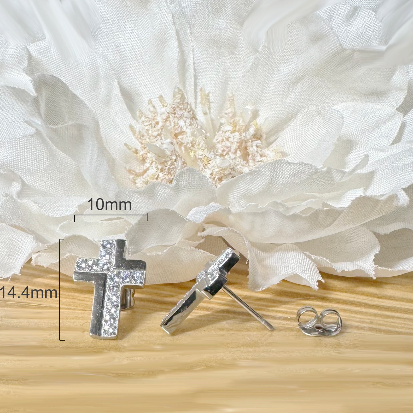 ✨ Surgical Steel Big Cross CZ Stud Earring