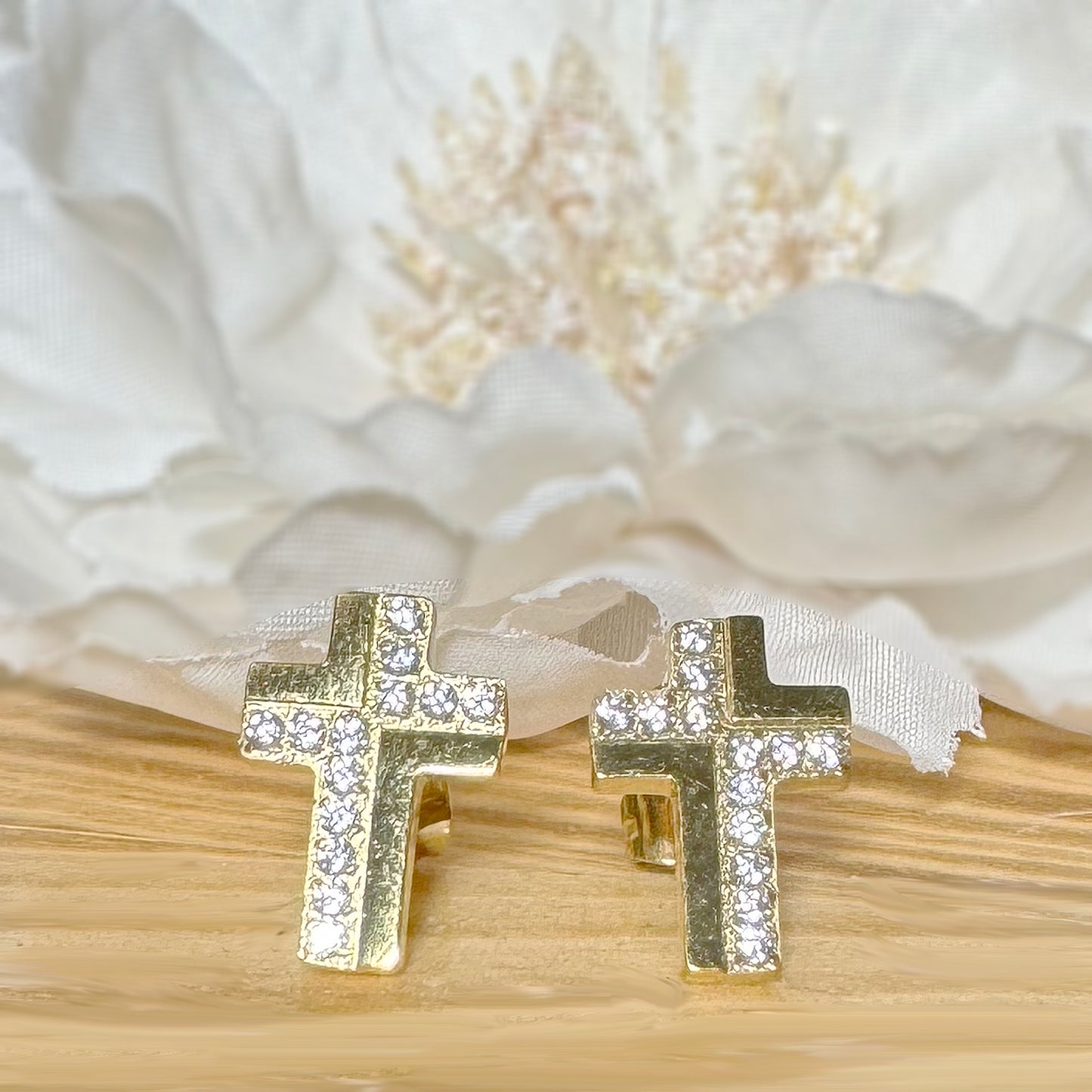 ✨ Surgical Steel Big Cross CZ Stud Earring