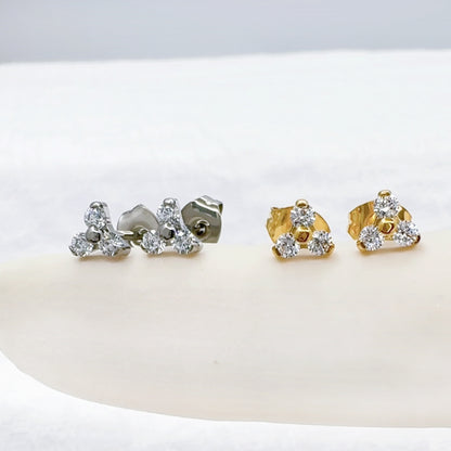 ✨ Implant Grade Titanium Trinity CZ Stud Earring