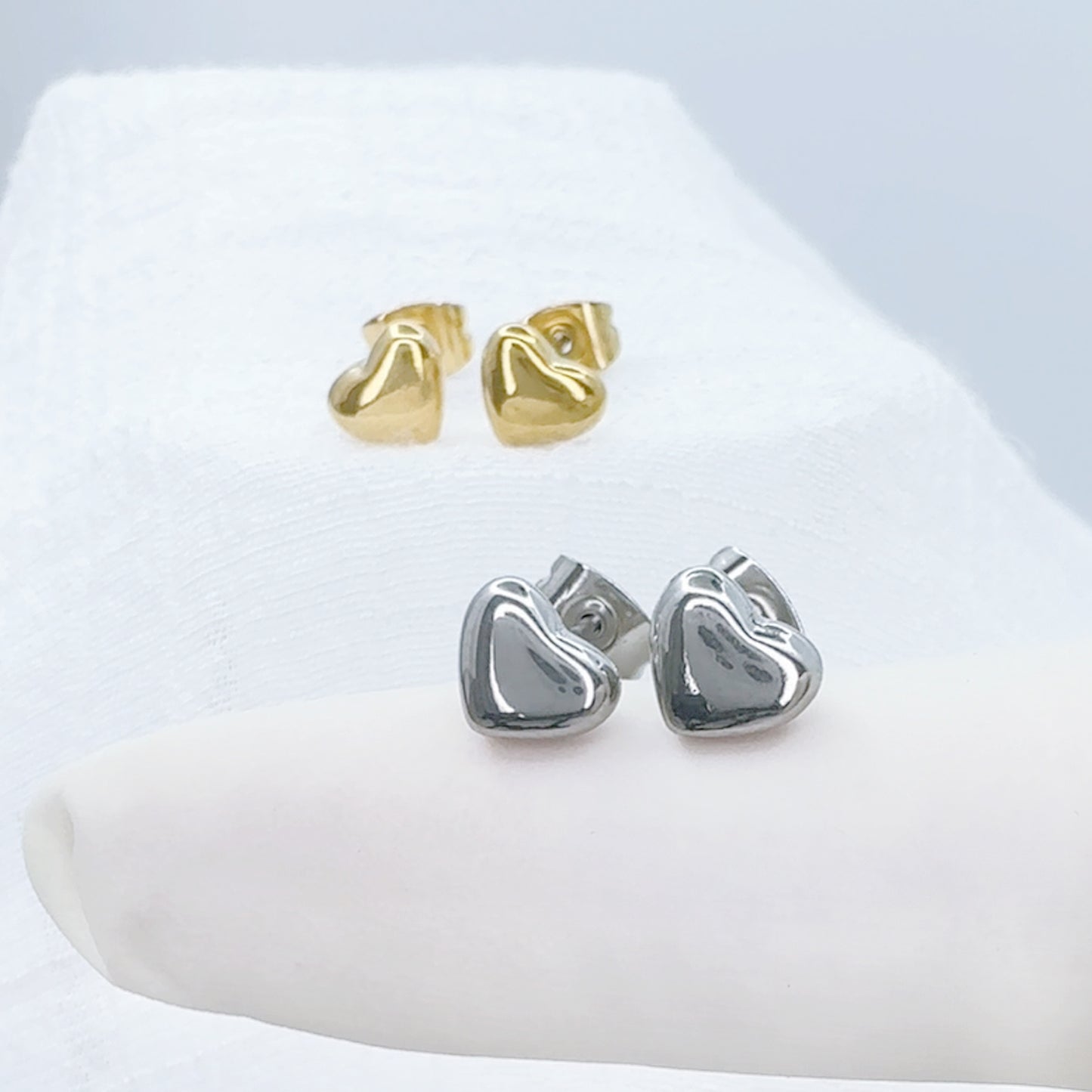 ✨ Surgical Steel 3D Heart Shaped Stud Earrings