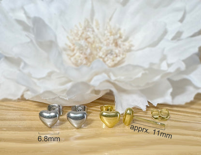 ✨ Surgical Steel 3D Heart Shaped Stud Earrings