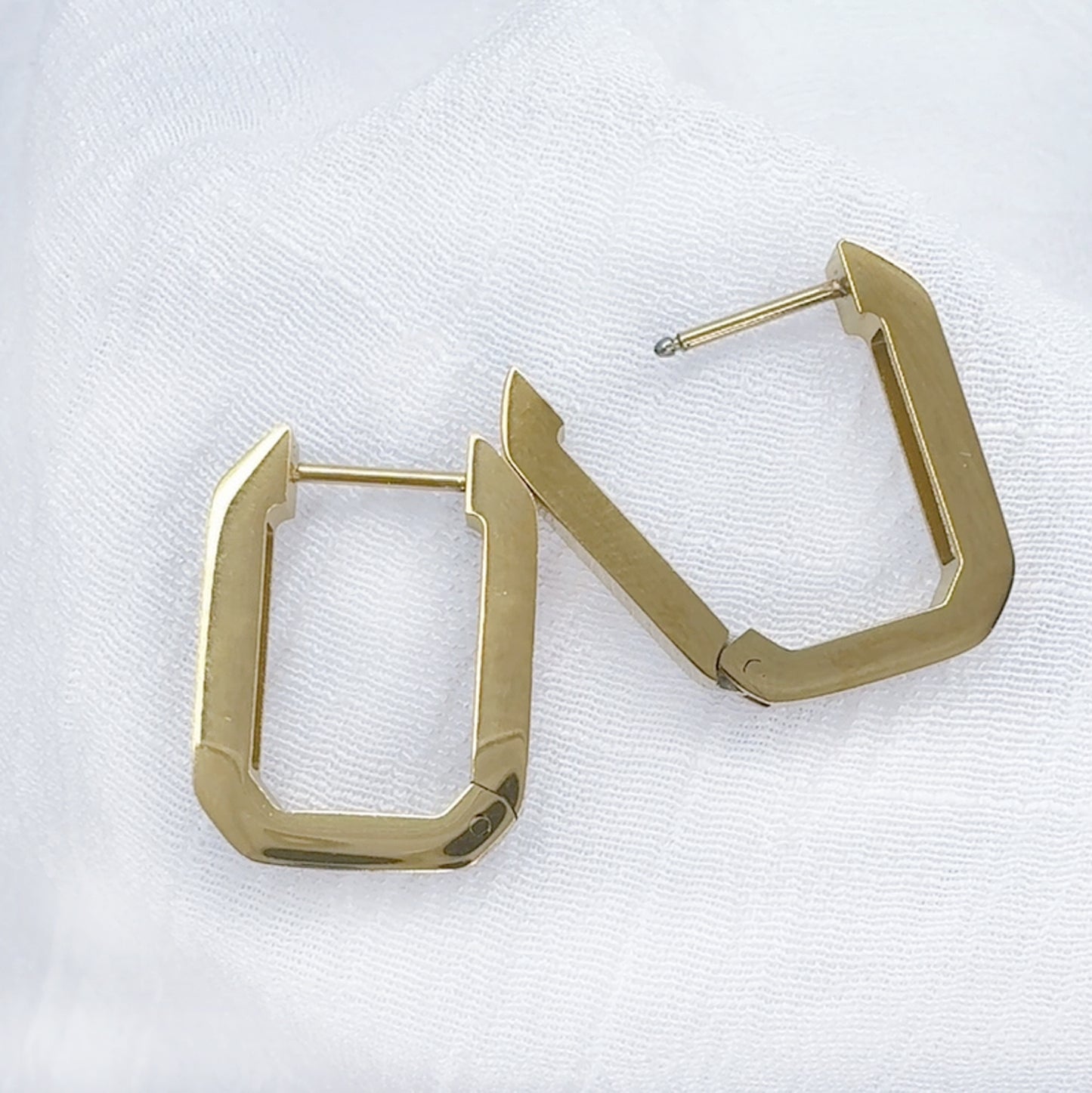 ✨ Surgical Steel Rectangle Hinged Hoop Earrings