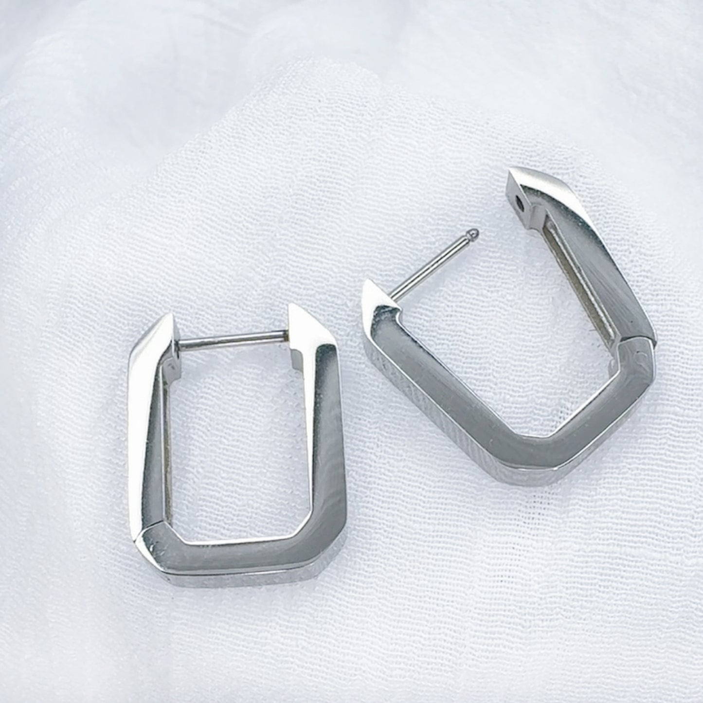 ✨ Surgical Steel Rectangle Hinged Hoop Earrings