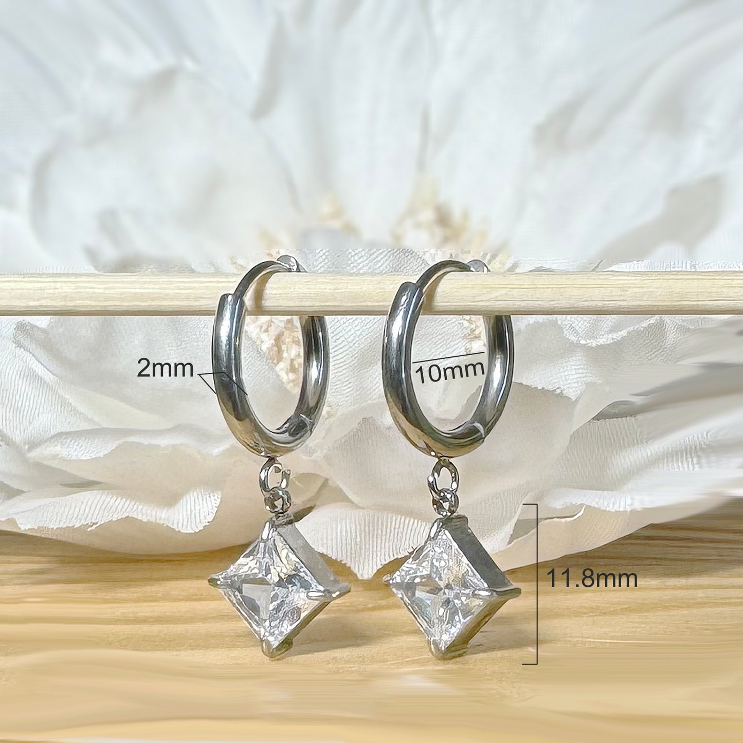 ✨ Surgical Steel Hinged Hoop Earrings with Prong-Setting CZ Dangle