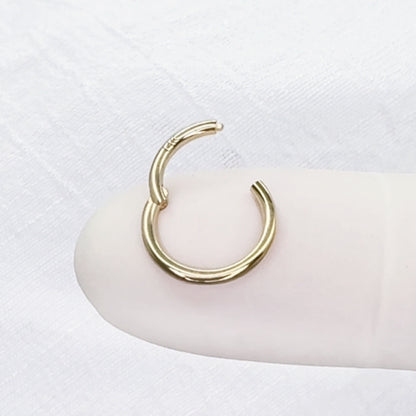 ✨ 14K Solid Yellow Gold Hinged Clicker Hoop Ring 18G 16G