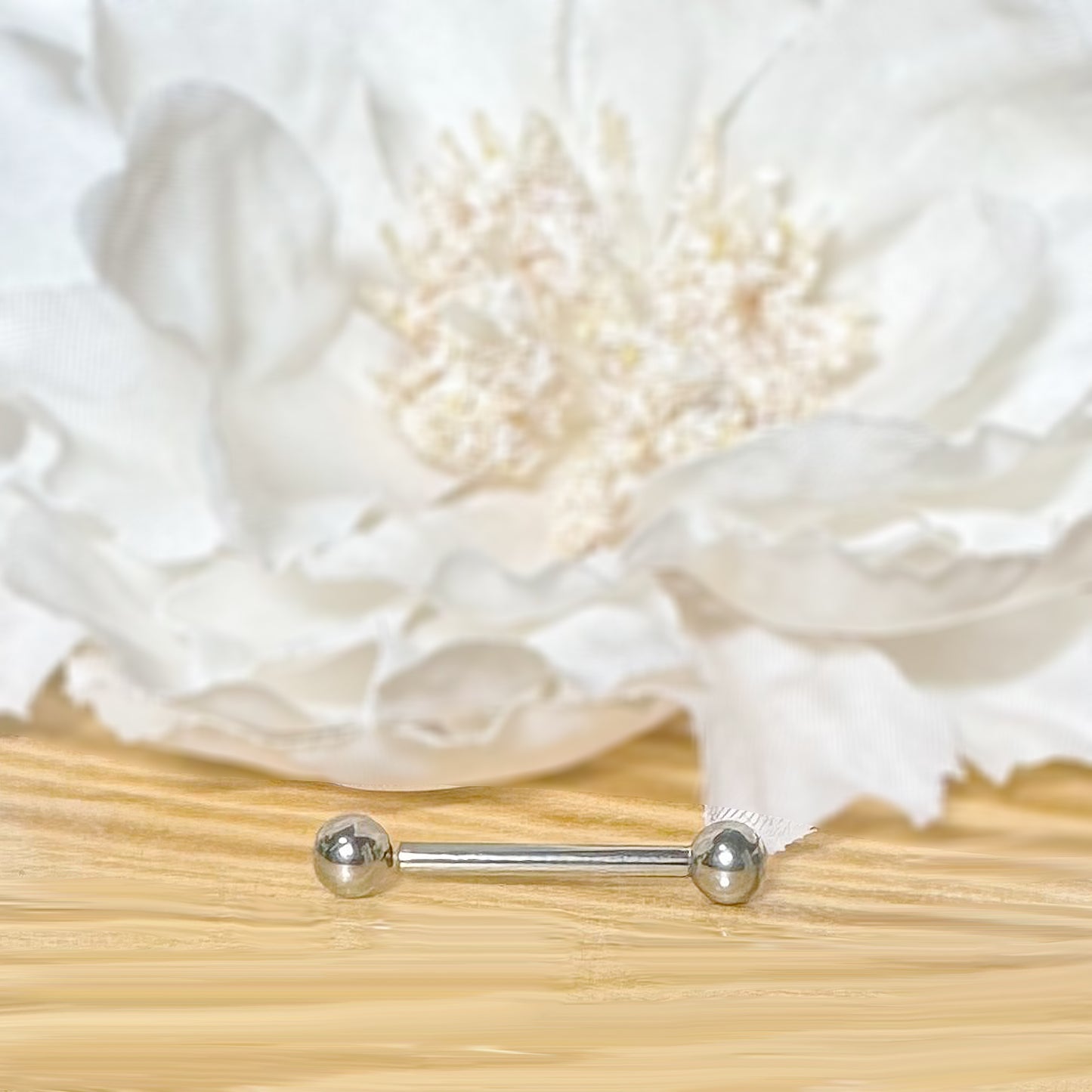 ✨ Titanium Threadless Push In Barbell with One Fixed Ball 16G 14G