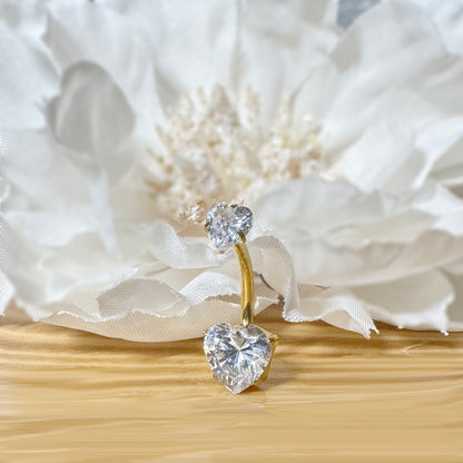 Titanium Heart CZ Belly Ring 14G