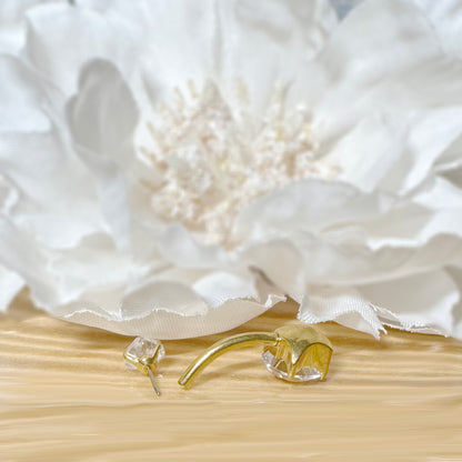 Titanium Heart CZ Belly Ring 14G