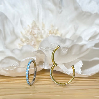 ✨ 16G Titanium Hinged Segment Hoop Ring with Turquoise