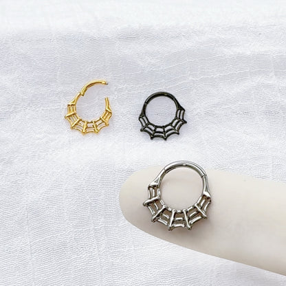 ✨ 16G Titanium Spider Web Hinged Segment Ring
