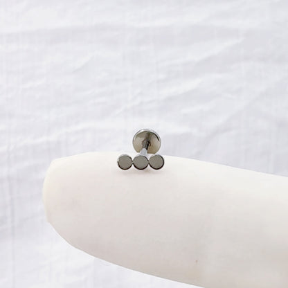 ✨ Titanium Threadless Push In  Triple Flat Round Top Top Labret Stud