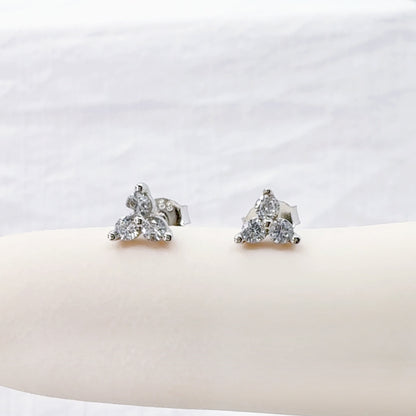 ✨ 925 Silver CZ Triangle Stud Earrings