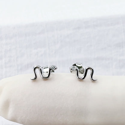 ✨ 925 Silver CZ Snake Stud Earrings