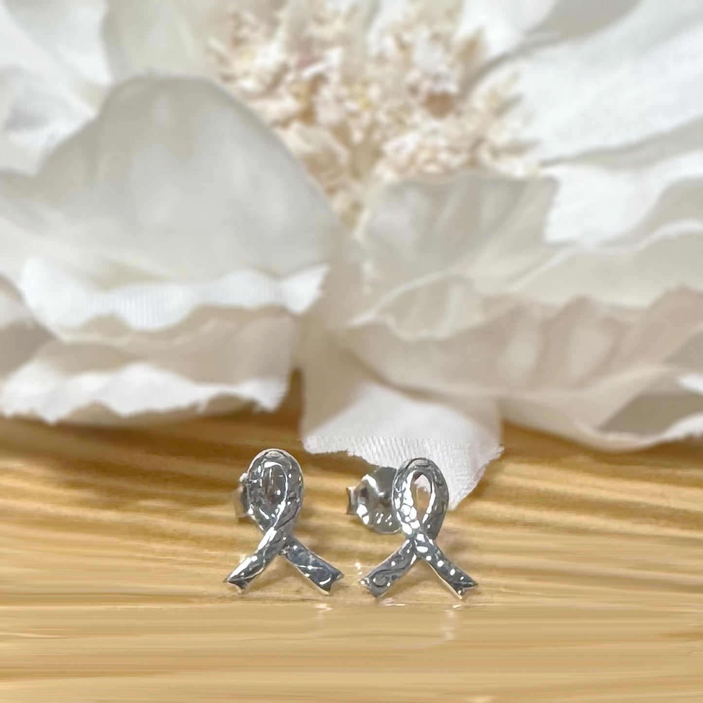 ✨ 925 Silver Breast Cancer Sign Stud Earrings