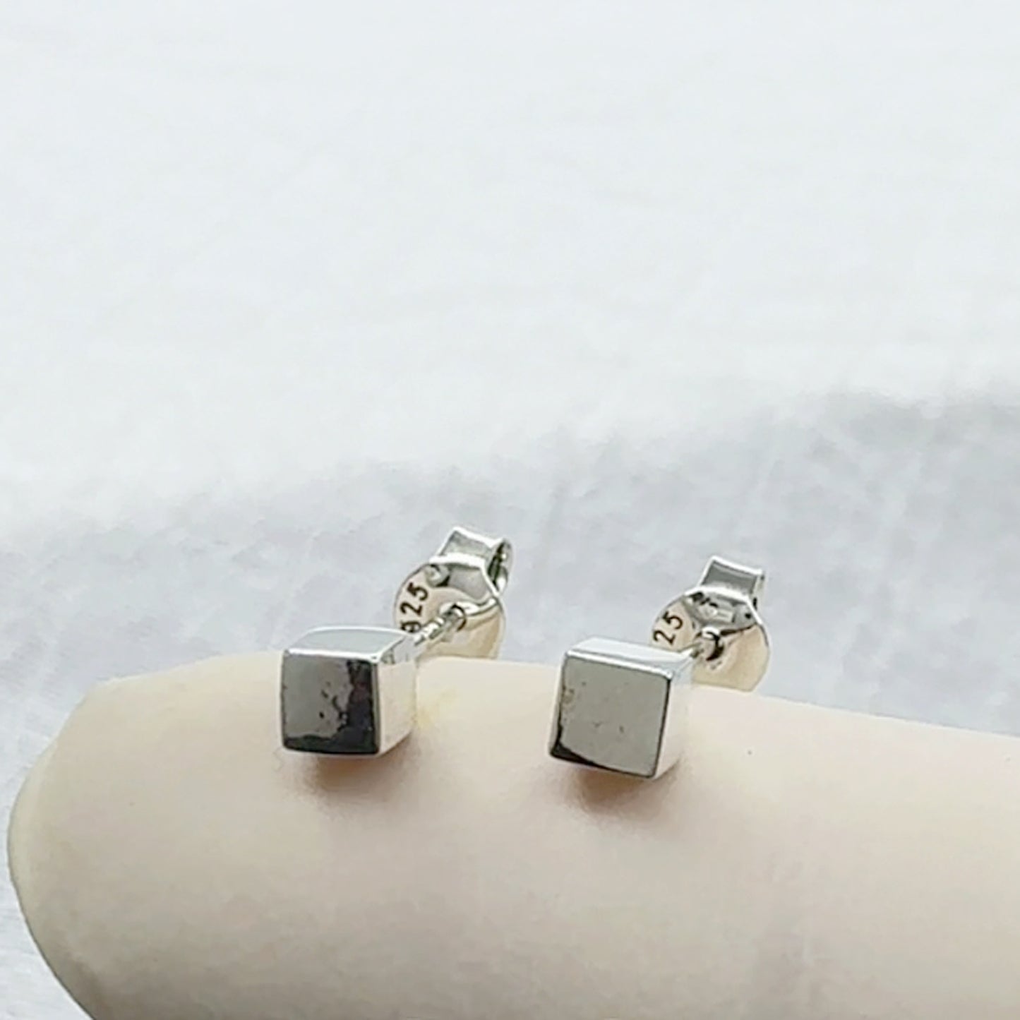 925 Sterling Silver Cube Stud Earrings