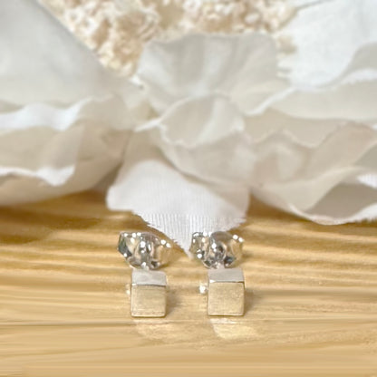 925 Sterling Silver Cube Stud Earrings